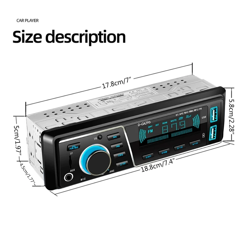 

FM-трансмиттер автомобильный, Bluetooth, 2 USB-порта