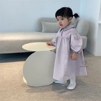 2022 children one piece clothes girls dresses spring korean style kids beige long sleeve dress baby girl casual loose clothing