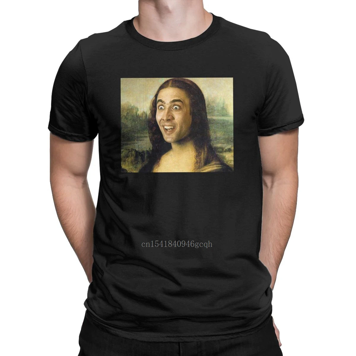 

Mona Lisa T Shirt Men Cotton Funny T-Shirt Round Collar Nicolas Cage Tee Shirt Short Sleeve Clothing New Arrival