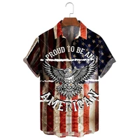 american flag eagle print shirt hawaiian casual loose shirt mens short sleeve shirt big summer beach shirt