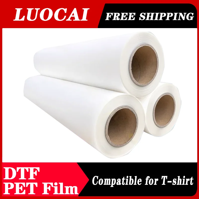 

30cm*100m 60cm*100m DTF PET Film Rolls For T-shirt Heat Transfer ,Single Side Matte DTF Film Roll DTF Printing Film Bulk Double