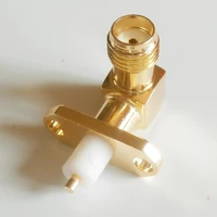 1x new rf connector sma female jack rhombic with 2 hole flange chassis panel mount deck solder 90 degree right angle brass