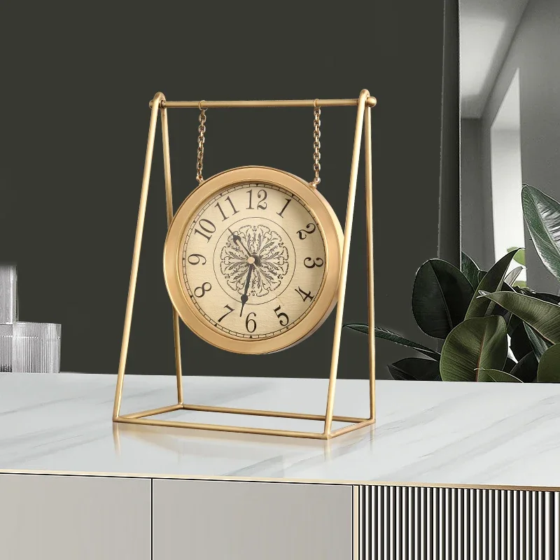 Новинка 2023 роскошные латунные настольные часы Простые Модные бесшумные для дома