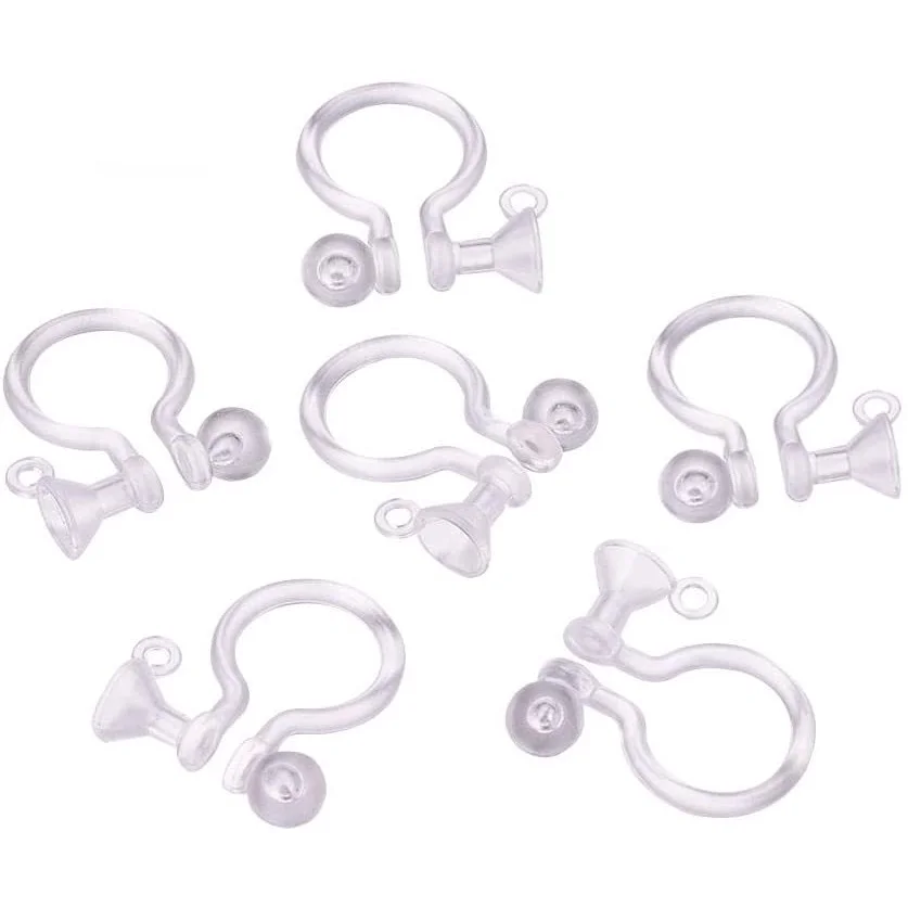 

200pcs Plastic Clip-on Earring Components Earring Cabochons Setting 5mm Earring Pins for Non-Pierced Ears