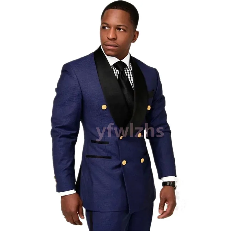 

Men Suits Double-Breasted Groomsmen Shawl Lapel Groom Tuxedos Wedding Dress Blazer Prom Dinner (Jacket+Pants+Tie) A323