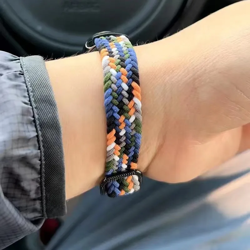 Bracelet for Xiaomi Mi Band 8 Strap Elastic Nylon Braided Adjustable Replacement Straps for Mi Band 8/NFC Smartwatch Accessories
