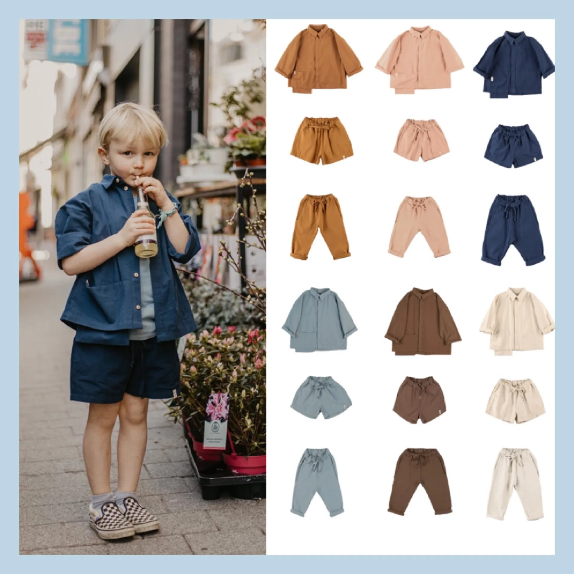 

Комплект детской рубашки Bonnie 2022aw, детские шорты, повседневные брюки для мальчиков