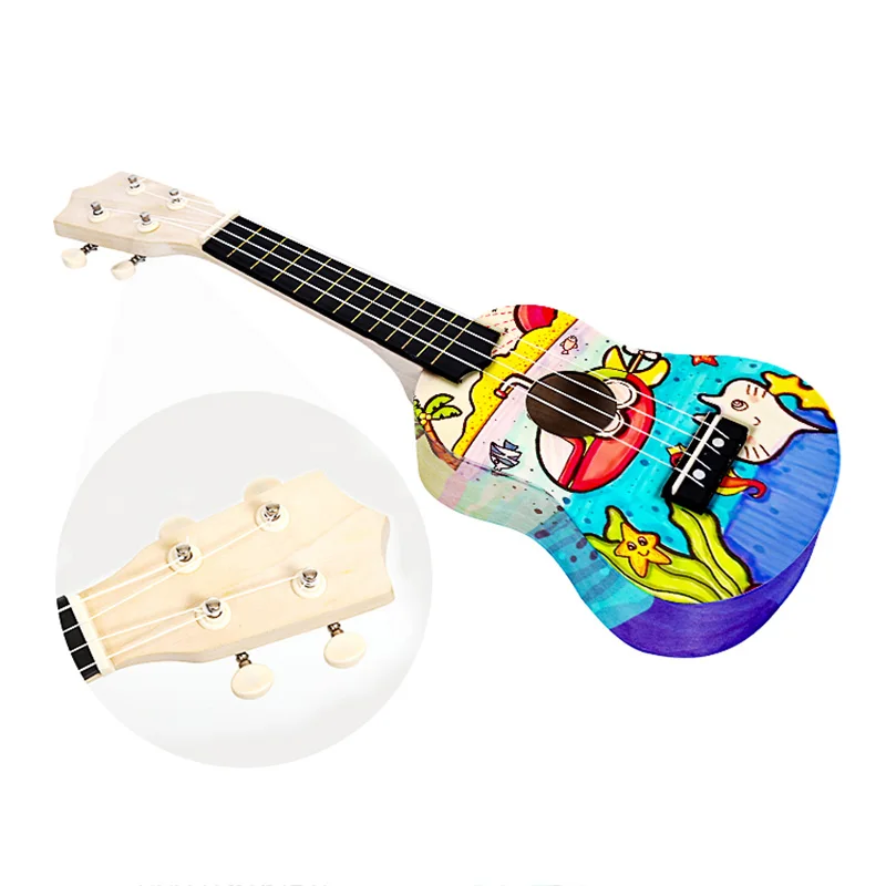 21 Inches Children Diy Mini Ukulele Hand Made Body Pick Real Classic Ukulele Beautiful Kit Assemble Guitarra Clasica Gitars