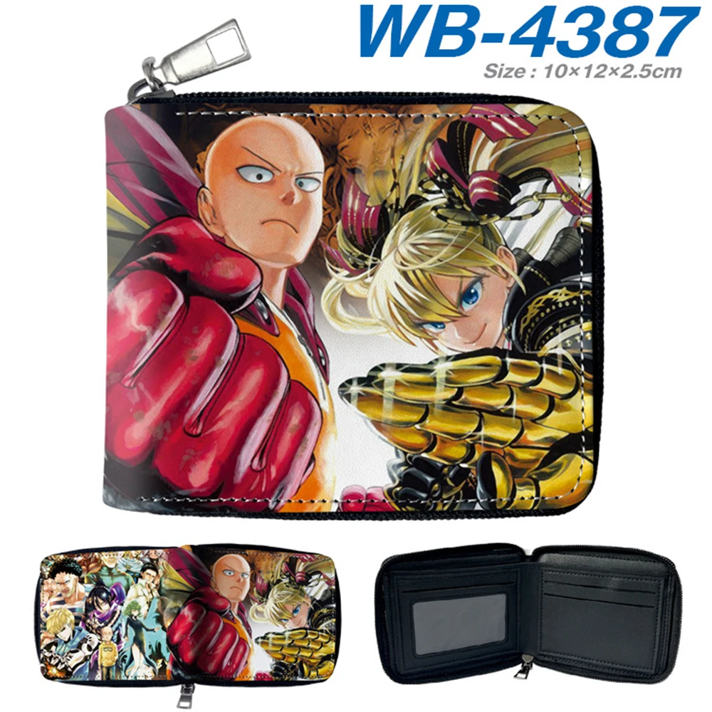 

Кошелек из искусственной кожи с принтом Аниме One Punch Man, держатель для карт на молнии с мультяшным рисунком, фото для мальчиков и девочек, комп...