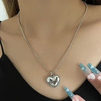 new fashion retro heart pendants love broken bone chain hip hop style necklace simple individual design for women