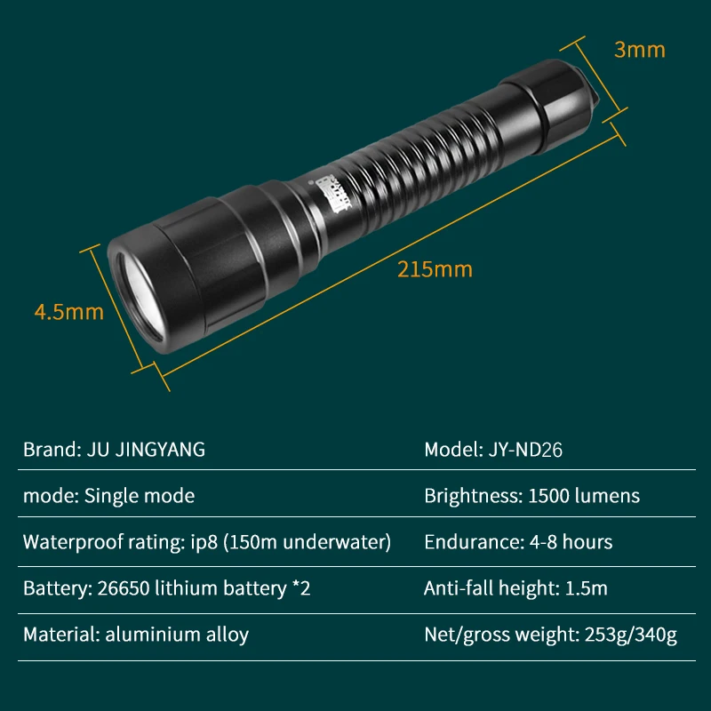 Фонарик для дайвинга мощный уличный фонарь с фокусировкой дальнего действия