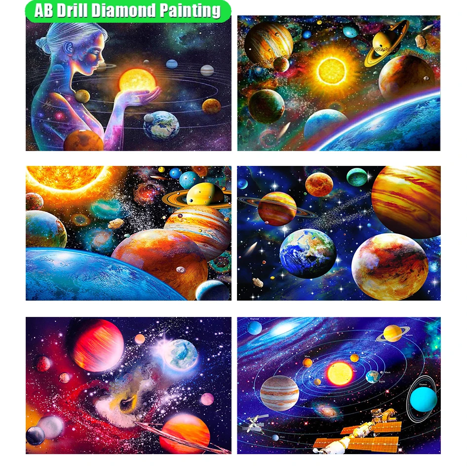 

5D diy Ab Diamond Painting Space Planet Landscape Diamond Embroidery Sale Full Set Rhinestone Cross Stitch Home Decor Gift Ll436