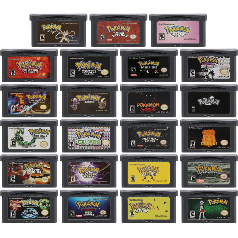 

Video Game Cartridge 32 Bit Game Console Card for Nintendo GBA DS Pokemon Games Series Clover AshGray Creepy Black Dark Rising