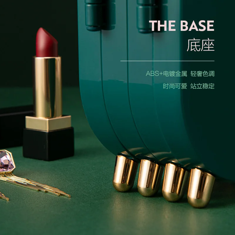 Foldable Jewelry Storage Box Household Earrings Necklace Display Stand High Capacity Luxury Retro Screen Jewelry Organizer Case