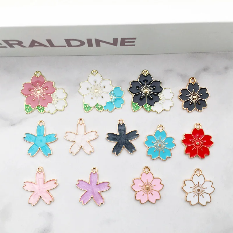 10 шт./Лот 18x21 мм пять лепестков розовый белый цветок масло эмаль DIY Подвески для