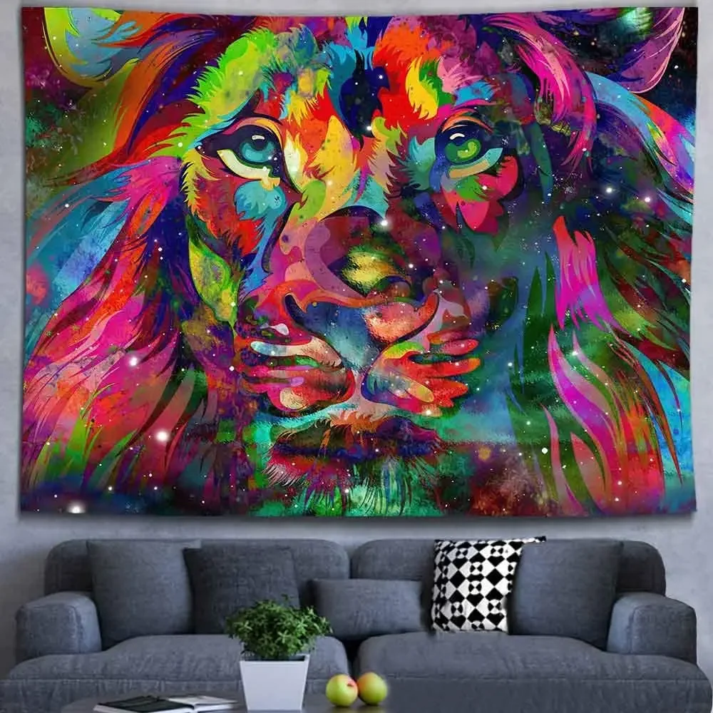 Психоделический Лев животные Красочные Модные настенные гобелены для украшения
