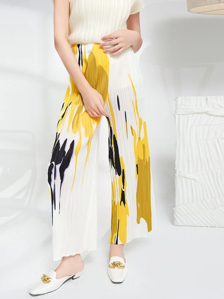 

Женские Плиссированные широкие брюки GVUW, повседневные свободные брюки с высокой талией и карманами, осенние модные брюки 17D7118