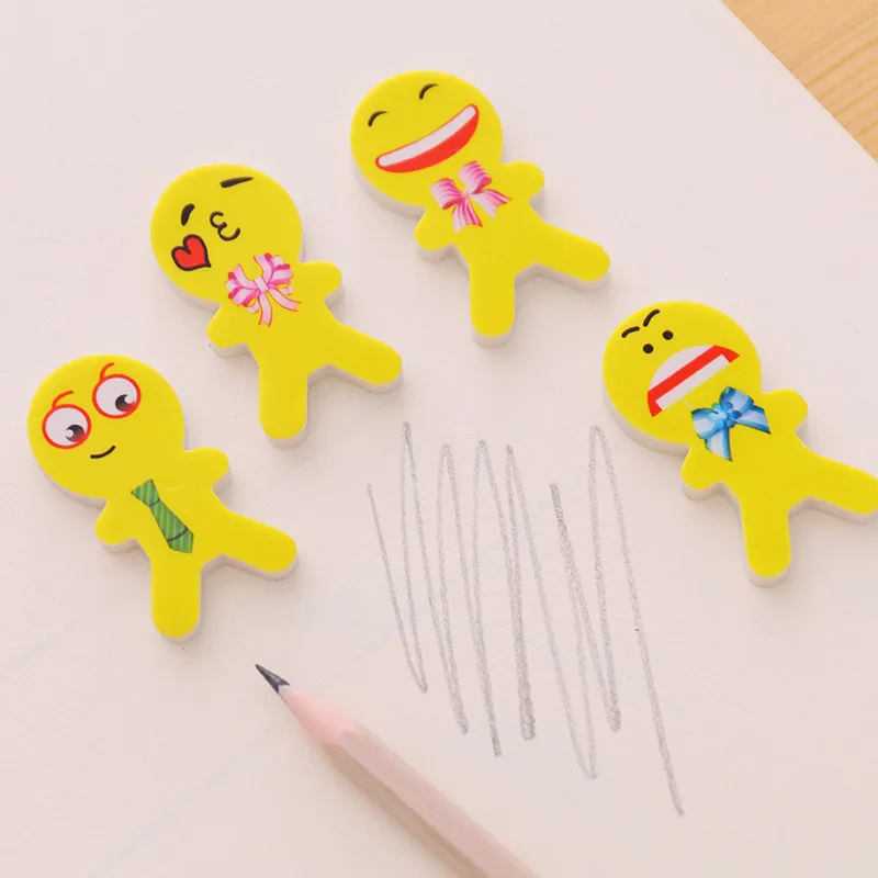 20 Pcs Smiley Face Pencil Erasers Eraser Toys Party Favors Prizes Carnival School Office Student Child Pencil Drawing Eraser images - 6