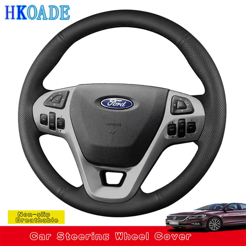 

Настройка кожаной крышки рулевого колеса автомобиля из микрофибры для Ford Explorer 2011-2019 Edge 2011-2014 Taurus 2013-2019 Салон автомобиля