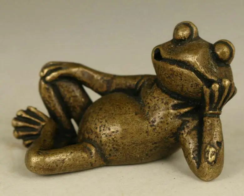 

Китайская старинная бронзовая ручная статуя лягушки Netsuke, сборная фигурка