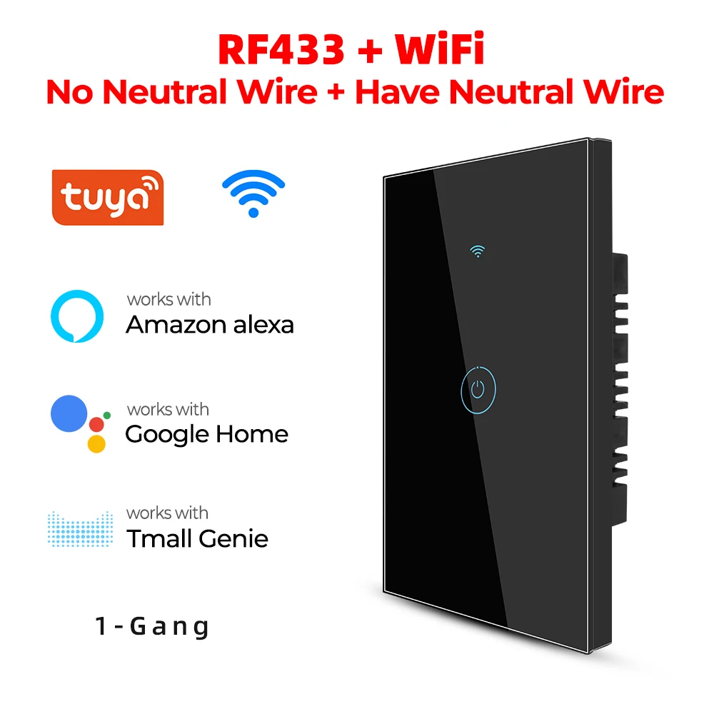 

Умный настенный сенсорный выключатель с Wi-Fi, 1/2/3/4 клавиши, 110 В, 220 В