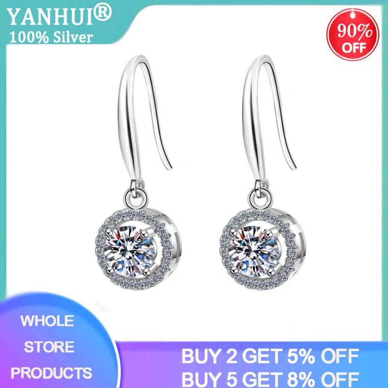 YANHUI новые модные круглые серьги 1 карат блестящие свадебные ювелирные изделия