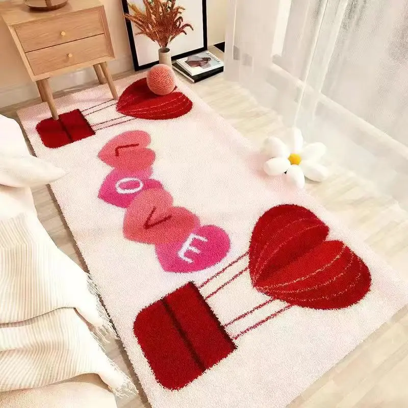 

Bedside Long Bear And Love Carpet Cartoon Pattern Non-slip Carpets Living Room Floor Mat Water Absorption Rugs Tapetes De Sala