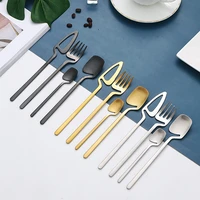 16pcs matte gold dinnerware set 304 stainless steel cutlery tableware hanging cup knife fork spoon flatware silverware gift