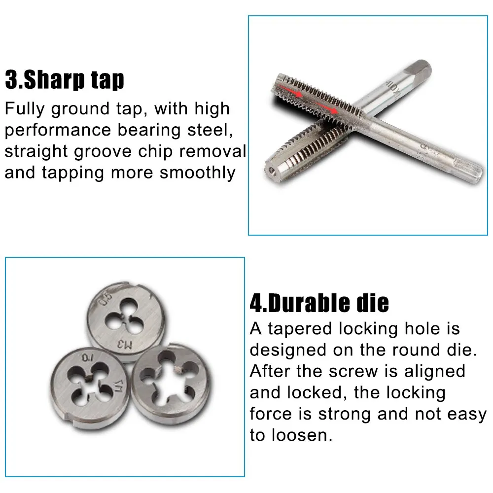 Набор метрических гаечных ключей с ручным резьбовым инструментом 12 шт.