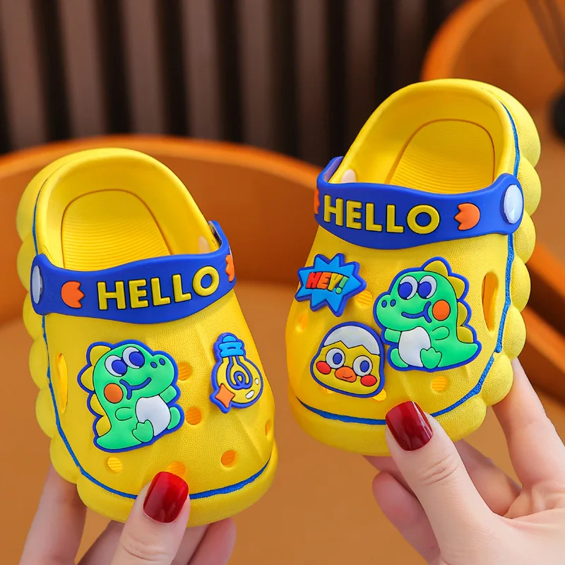 Baby Hole Shoes Summer Toddler Slides Soft Sole Comfortable Kids Cartoon Dinosaur Sandals Outdoor Boys and Girls Sandal Non Slip
