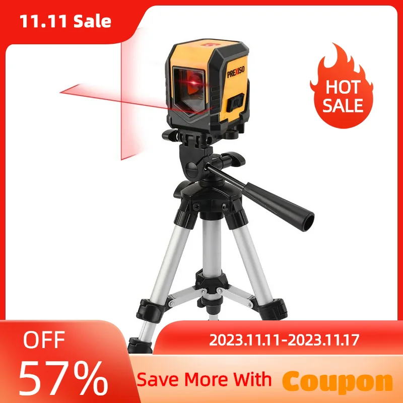 

PREXISO 10M/30FT Cross Line Laser Level With Auto Self-Leveling Red Nivel Laser Horizontal And Vertical Cross Lines With Tripod