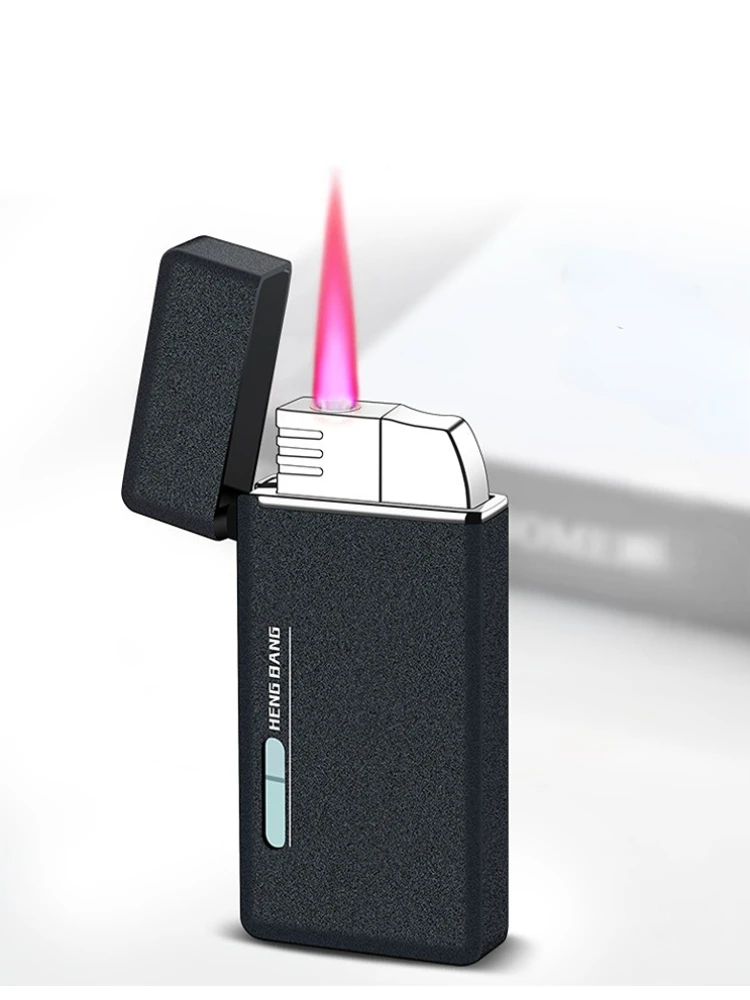 HB035-1 Creative Gradient Visible Gas Lighter Metal Inflatable Windproof Cigarette Lighter Smoking Accessories Gift