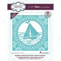 stained glass beach sailboat metal cutting die scrapbook embossed paper card album craft template stencils new for 2022 arrival