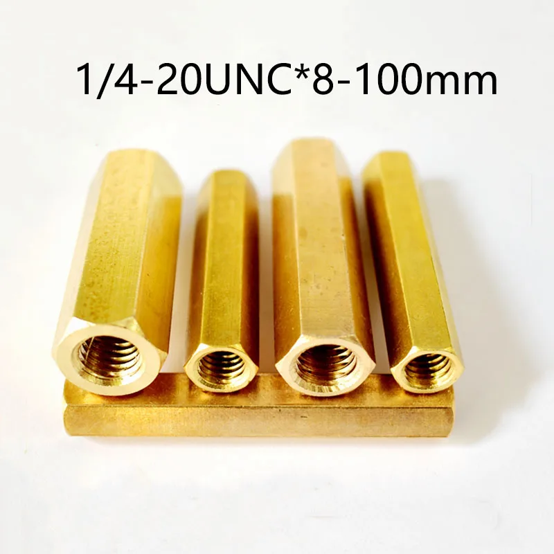 

1Pc 1/4-20UNC*8-100mm Copper Brass Double Pass Hex Standoff Board Pillar Hexagon Thread PCB Motherboard Spacer Nut Hollow Column