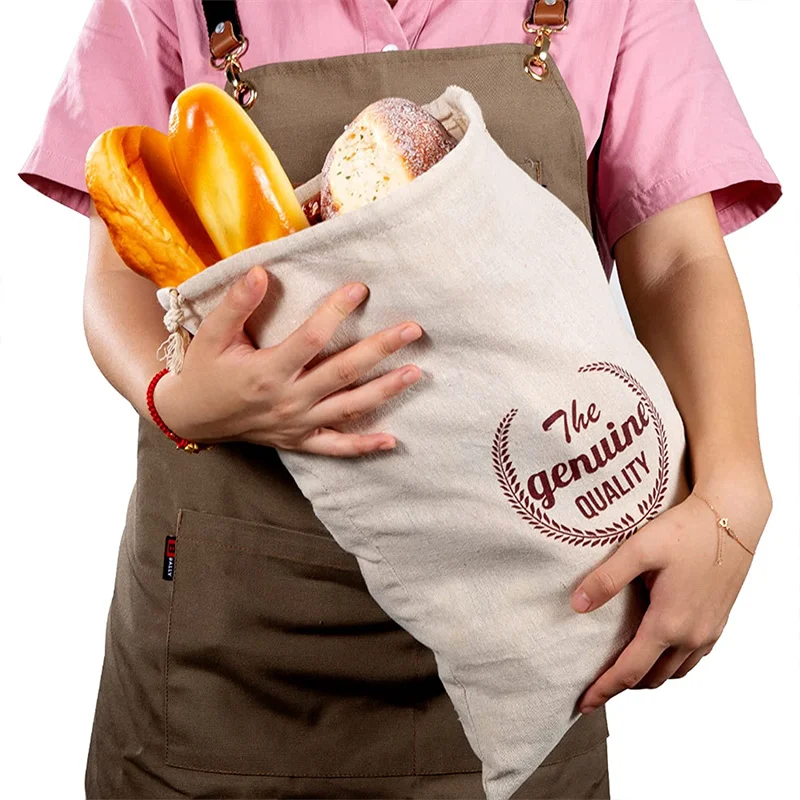 Linen Bread Bags,Reusable Drawstring Bag For Loaf, Homemade Artisan Bread Storage Bag,Linen Bread Bags For Baguette