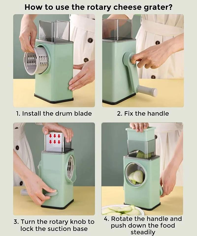 Upgraded Hand Vegetable Cutter Rotary Grater Round Mandoline Slicer for Kitchen with Handle Vegetables Potatoes |