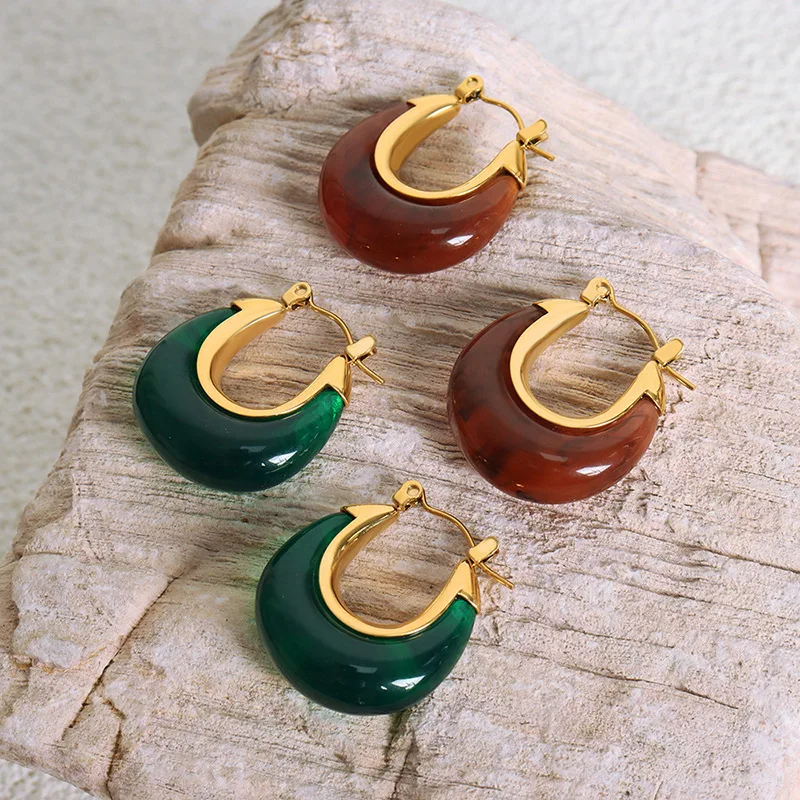 Женские зеленые серьги Marka новые круглые из смолы для девочек ювелирные изделия