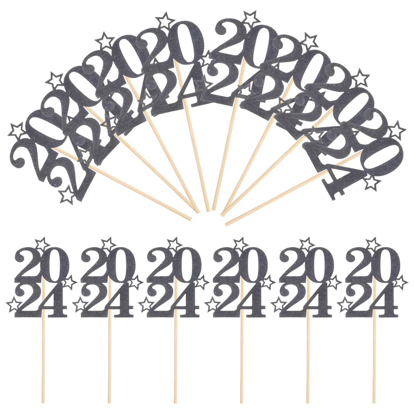 

30 Pcs Insert Digital Cake Wedding Decor New Years Eve Party Supplies 2024 Paper Happy Ornaments