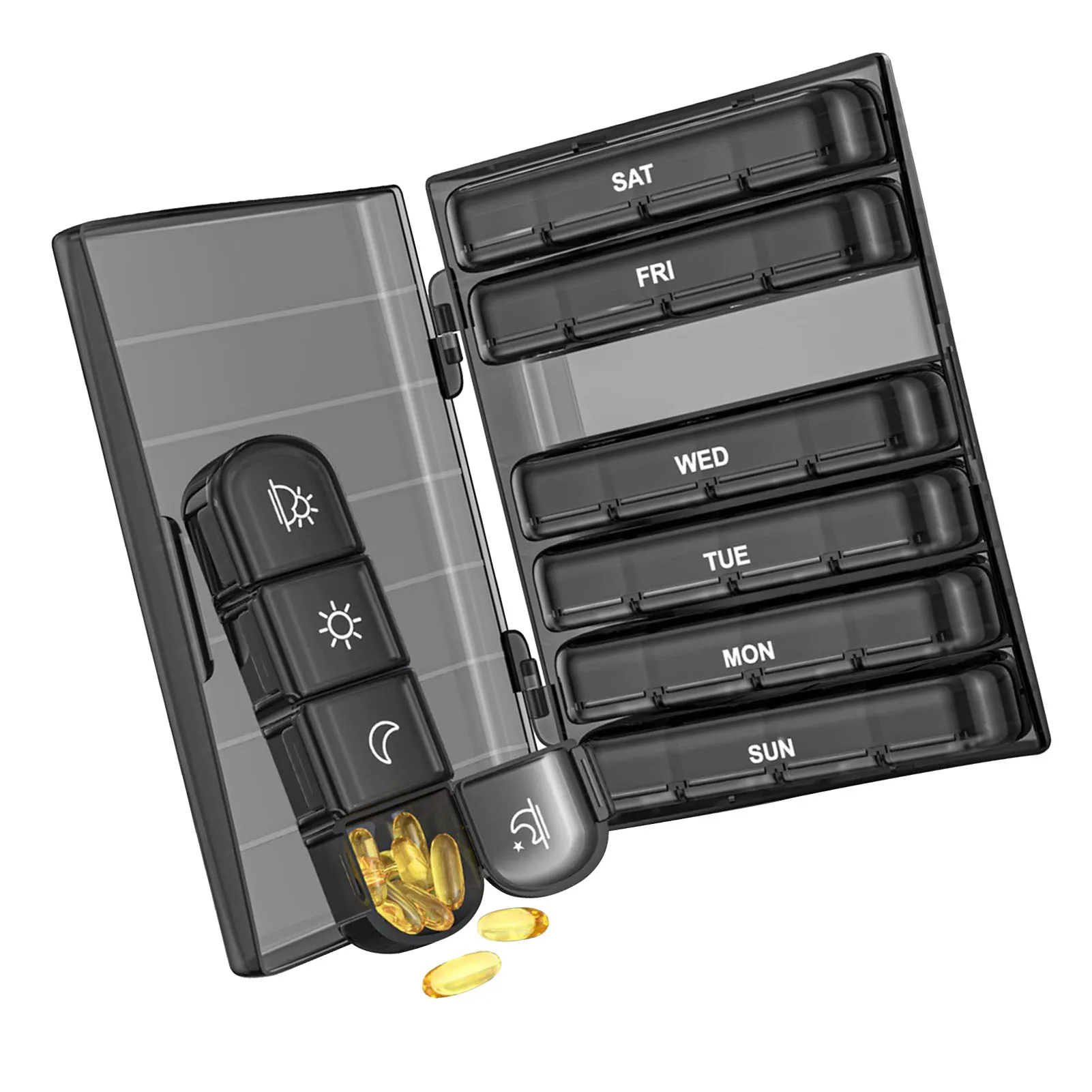 

Контейнер для таблеток на неделю, коробка для таблеток на 7 дней, с 28 большими отделениями, для утреннего обеда с витаминами в виде рыбьих мас...