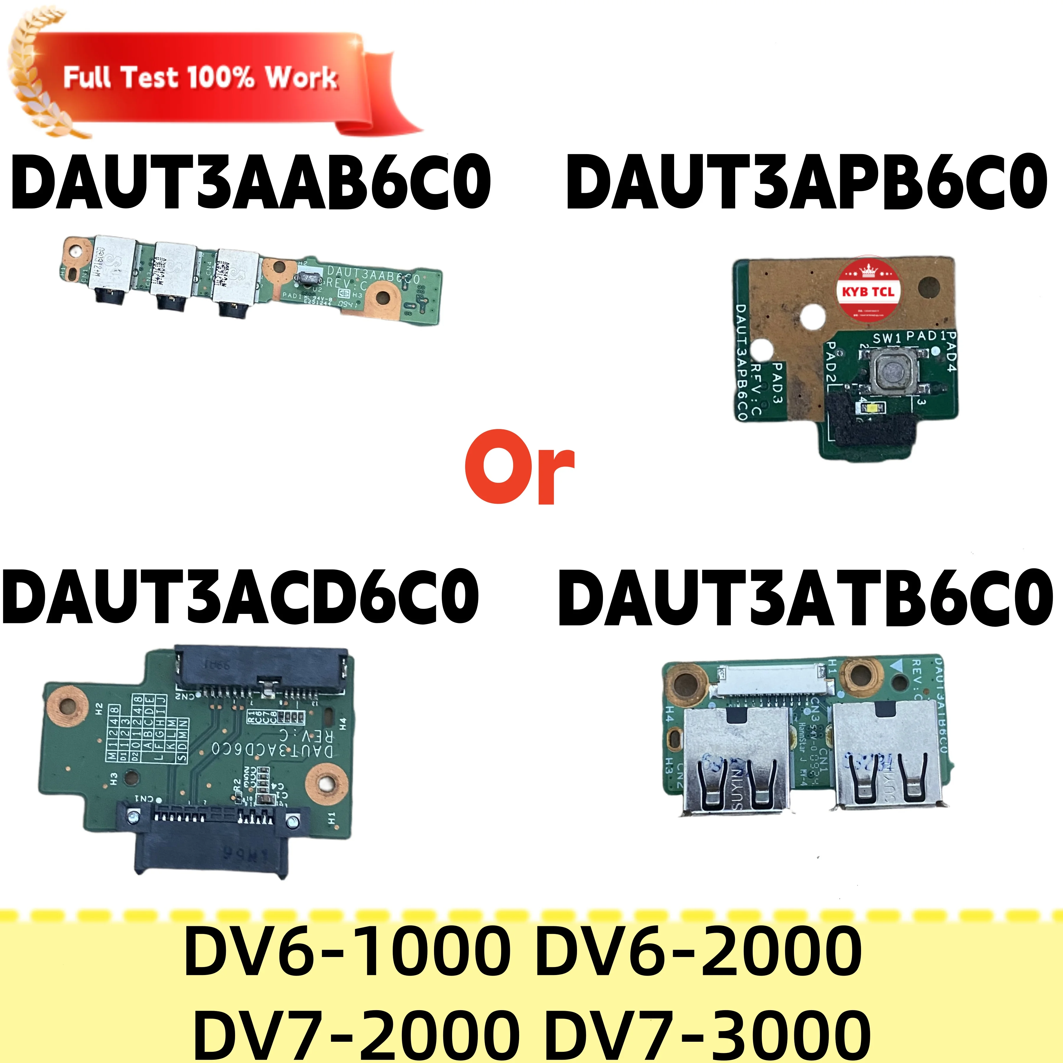 Фото DAUT3APB6C0 DAUT3ACD6C0 DAUT3ATB6C0 DAUT3AAB6C0 Плата оптического привода DVD, USB-плата, плата кнопки питания, аудиоплата для HP Pavilion DV6-1000, DV6-2000, DV7-2000, DV7-3000 №1