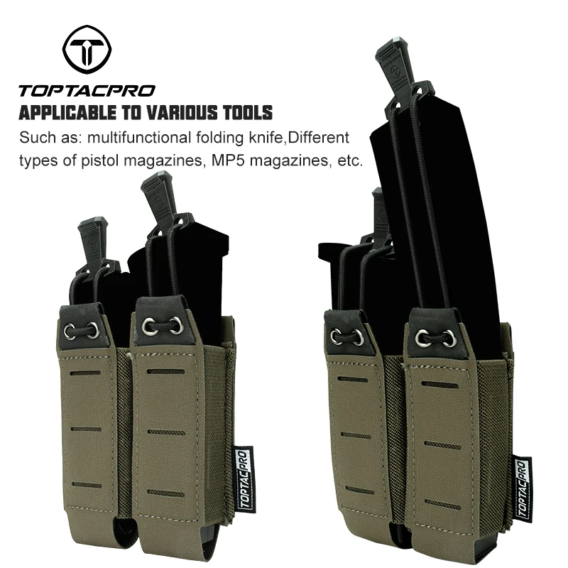 TOPTACPRO Тактический двойной чехол для магнитов 9 мм MOLLE с открытым верхом легкий вес