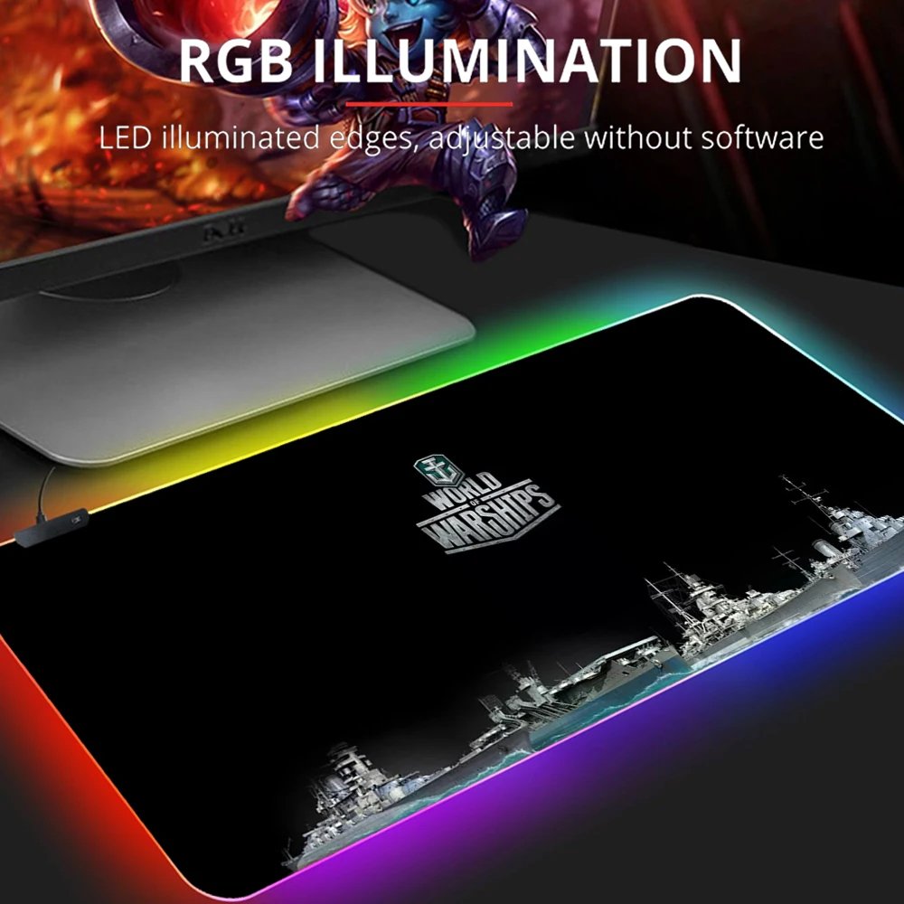 RGB популярный игровой коврик для мыши World Of warship с замком водонепроницаемый