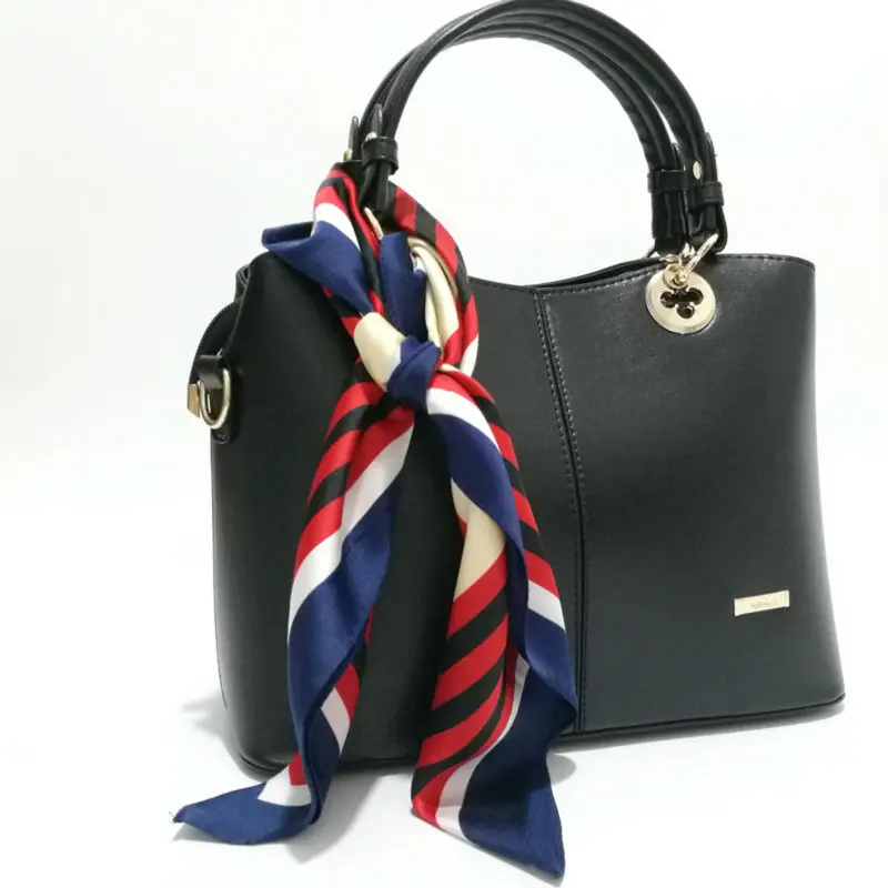 100% Natural Silk Neckerchief Fashion Women Colorful Rainbow Striped Work Dress Stewardess Scarf | Handkerchiefs