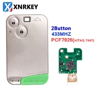 xnrkey 2 button smart card key pcf7926 chip 433mhz without logo green blade for renault laguna remote car key