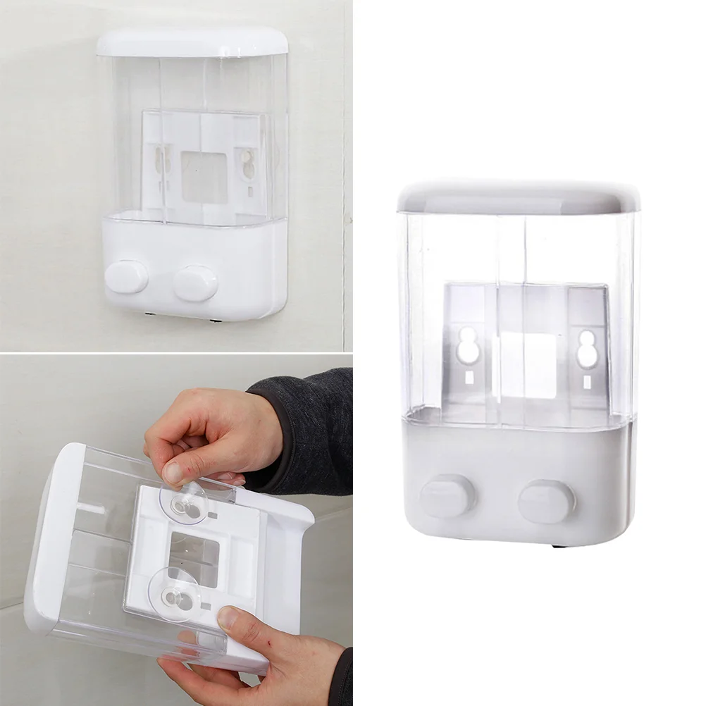 

Wall-mounted Shower Dispenser Double Head Showerhead No Punching Hotel Soap Shampoo Container Clear