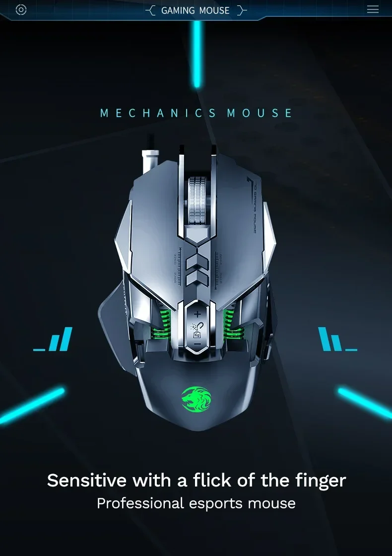 RGB 6400 DPI Магнитная всасывающая Проводная Механическая мышь сделай сам для