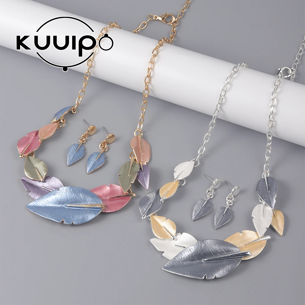 

Kuuipo Colorful Leaf Necklace Women's Accessories Chain Trending Products Bohemia Israel Aesthetic Necklaces for Woman Chokers