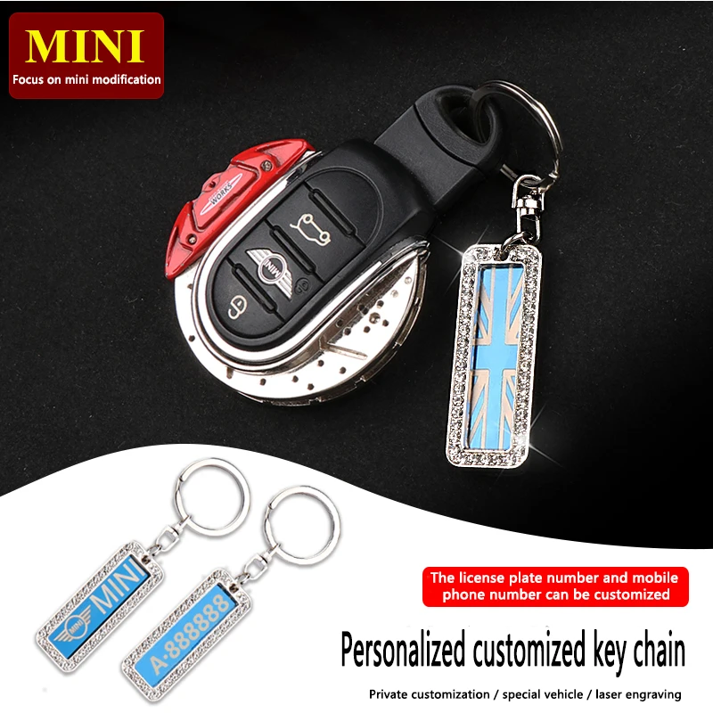 

For MINI Car Key Chain Personalized Custom Number Plate Creative Diy Advertising Pendant