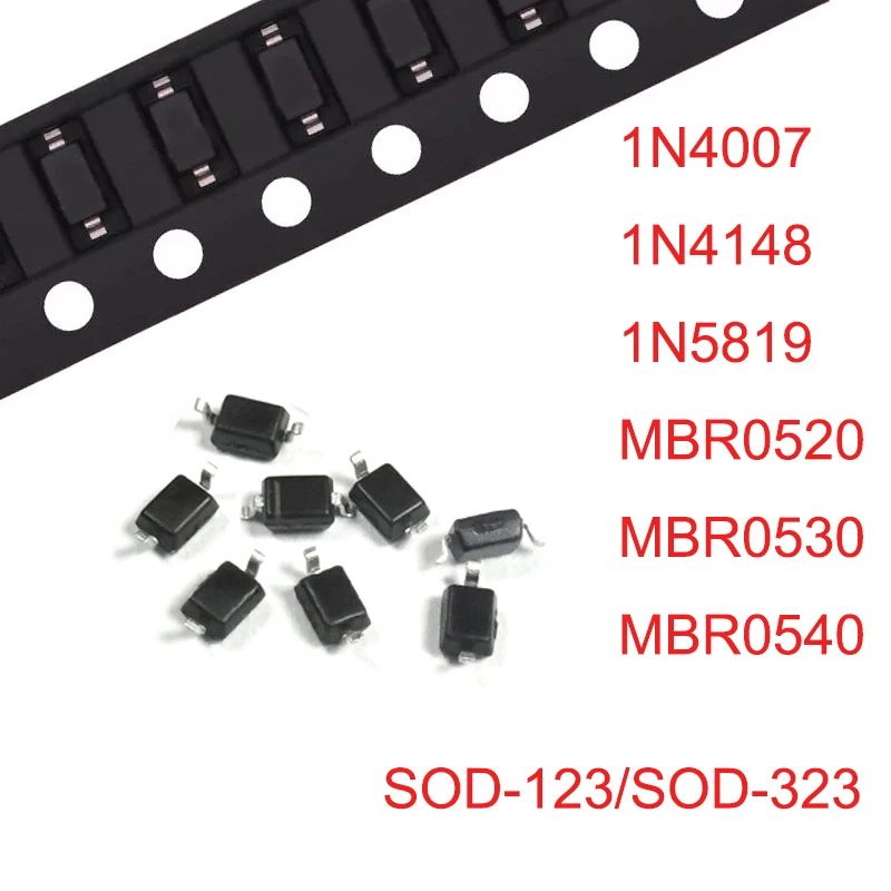 100 шт. 1N5819 1N4007 1N4148 SMD Diode 0805 SOD-123 MBR0520 MBR0530 MBR0540 B2 B3 S4 T4 SOD-323 1206 1n4ws 1481n5819ws B5819WS