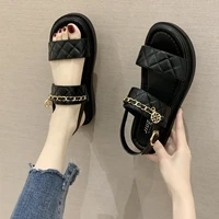 fashion ladies shoes 2022 new style summer sports sandals metal decoration buckle low heel classic women sandals